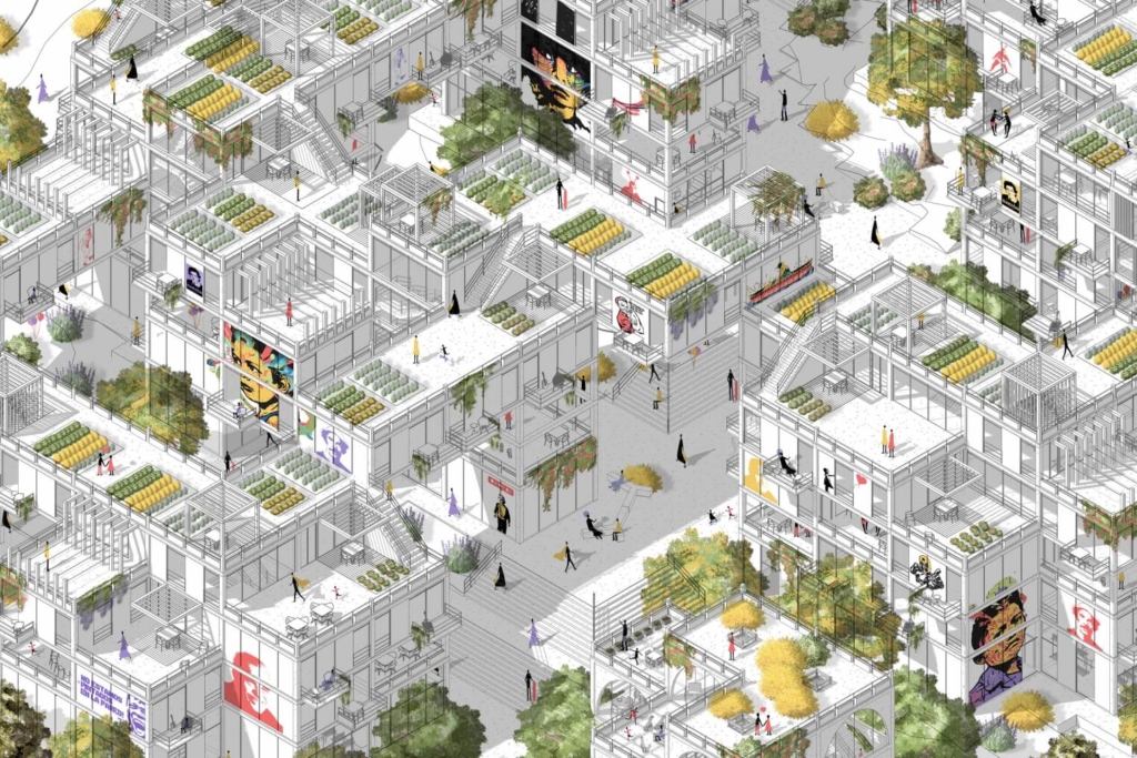 Best in BUILD (Non-Professional): "HAMBO. Bolonia’s Multidimensional Habitation: Systematic Design Resilience for Social Justice." by Sergio Mutis
