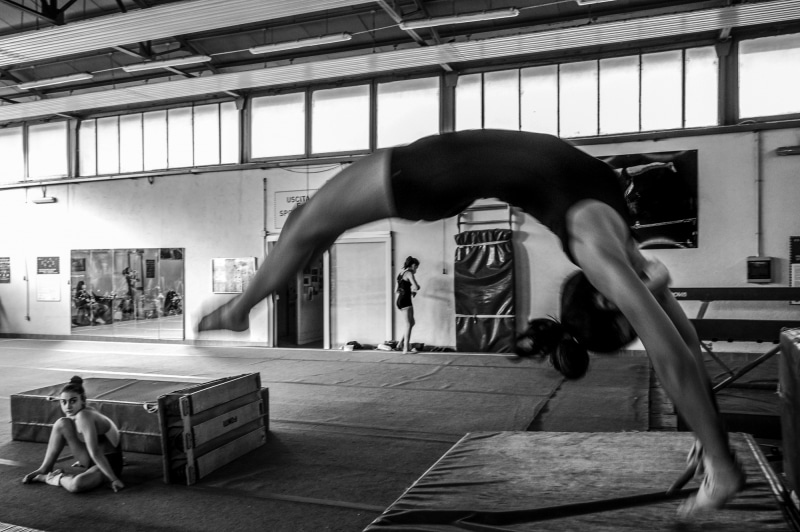 woman during gymnastic excercise